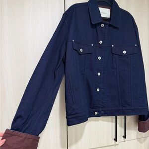 JW ANDERSON Turn Up Cuff Dark Navy Denim Jacket with Contrast Cuffs